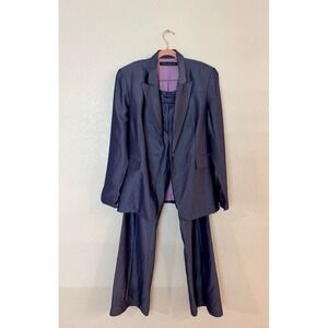 Tahari Vintage Women's Blue Denim Look Blazer and Pants Suit Set Size 8